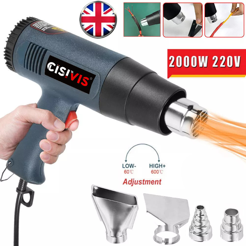 2000W Heat Gun with 4 Nozzles (UK Plug)