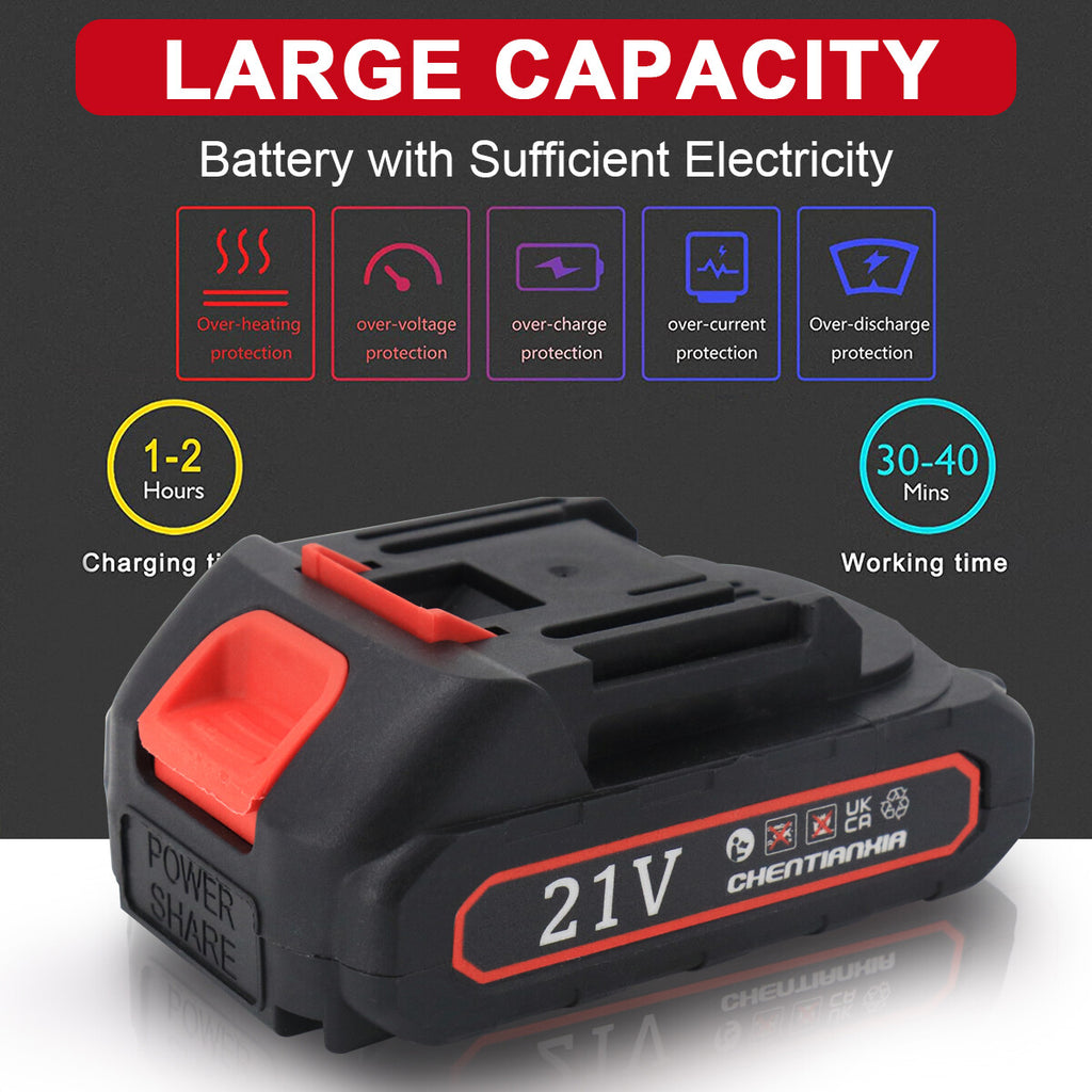12" Cordless Brushless Chainsaw – 2 Batteries & Spare Chain