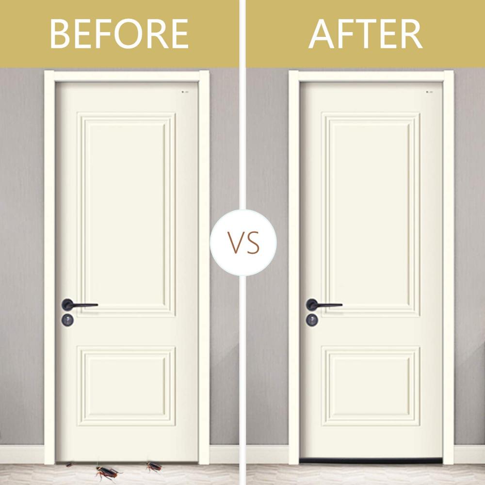 Door before and after fitting the draught excluder