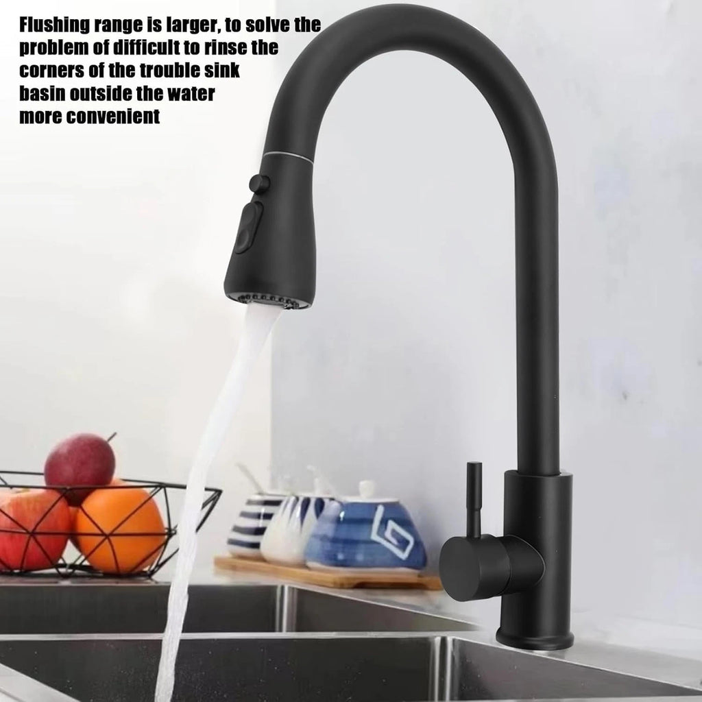 Matt Black Pull-Down Kitchen Mixer Tap with 3-Mode Spray