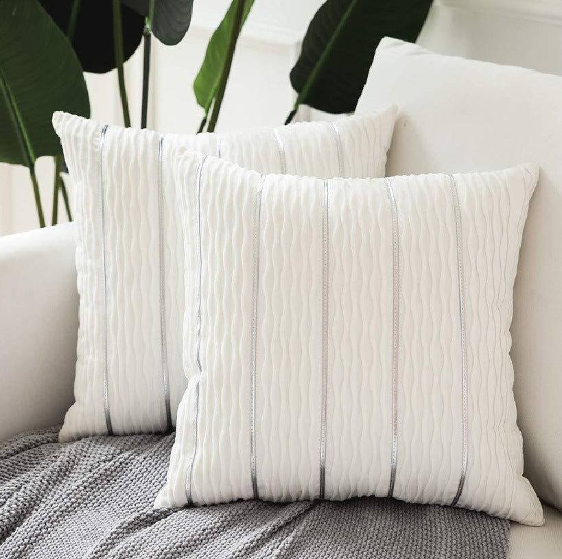 Striped velvet cushion cover