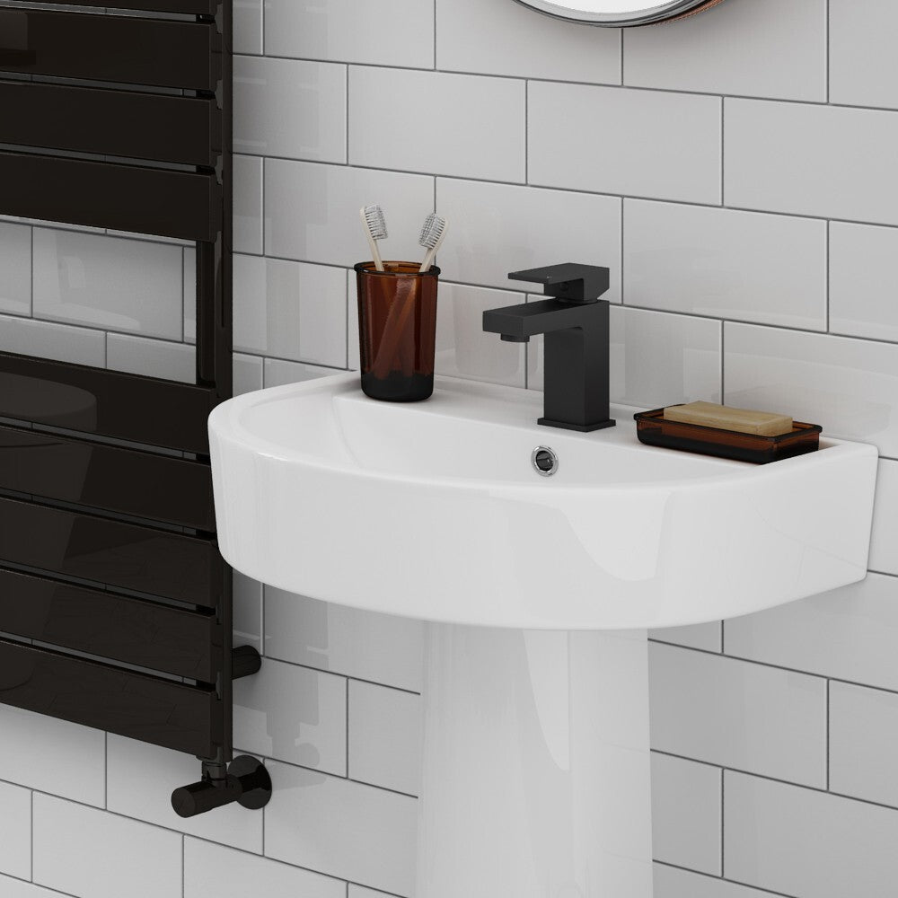 Matt Black Square Mono Basin Mixer Tap with Waste
