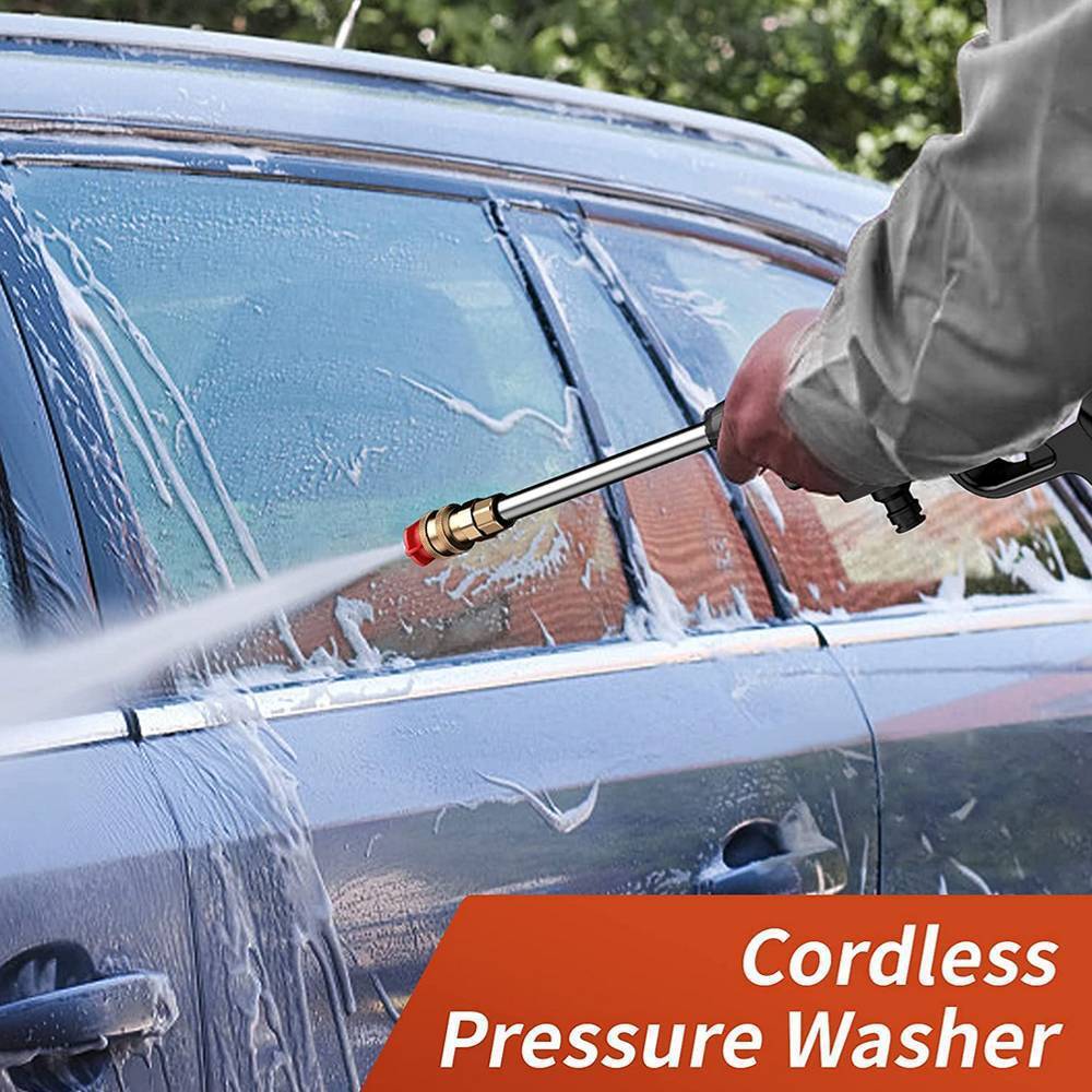 Cordless pressure washer in use