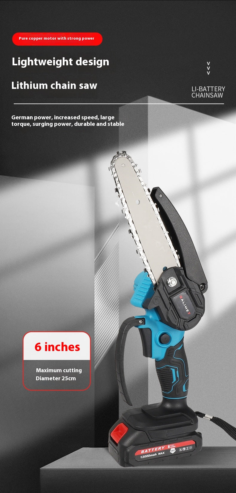 6-inch mini cordless chainsaw