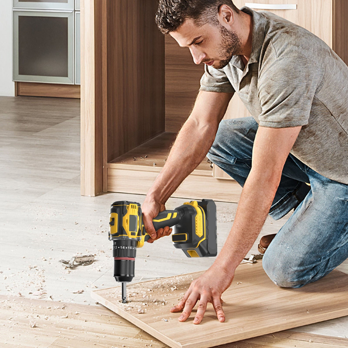 Drilling into a wooden floor