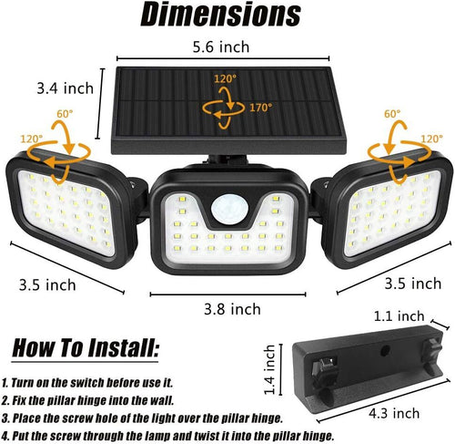3-Head Solar Motion Security Light