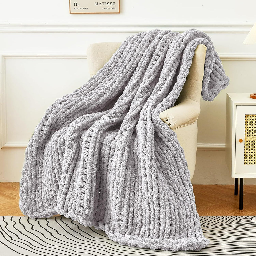 Chunky knit chenille throw