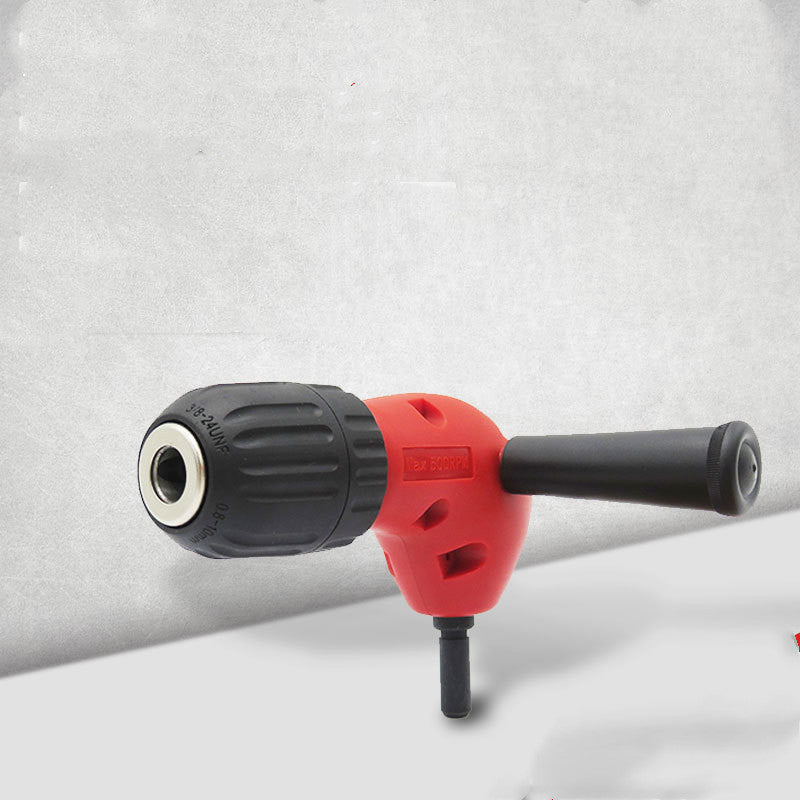 Right-angle drill adapter with keyed chuck and side handle