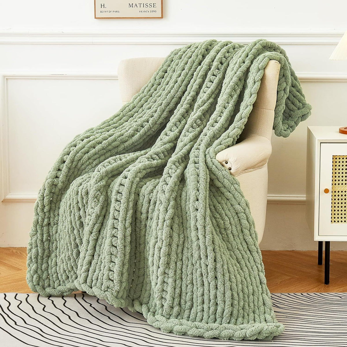 Chunky knit chenille throw