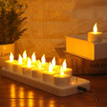 Rechargeable LED Tea Lights – 12-Pack with Charging Base