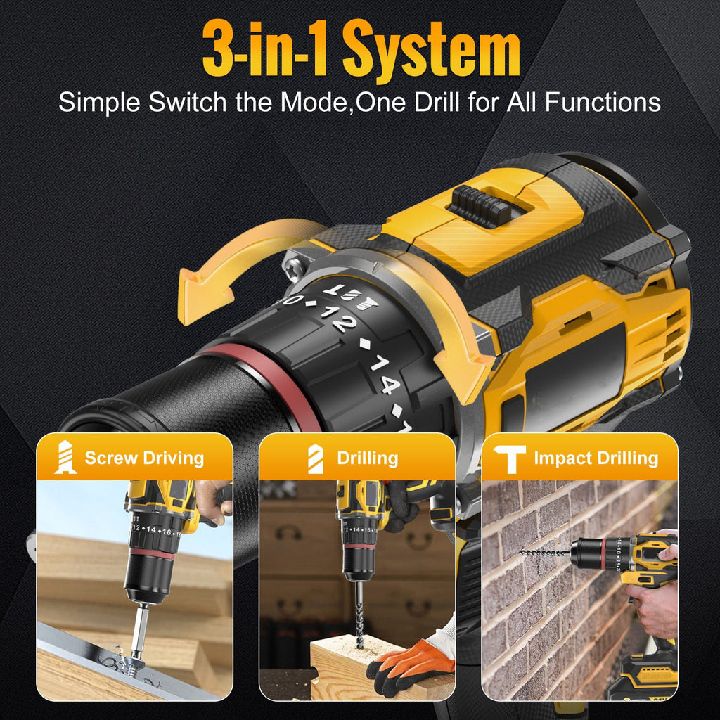 Drill, screwdriver and hammer modes