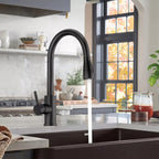 Matt Black Pull-Down Kitchen Mixer Tap with 3-Mode Spray