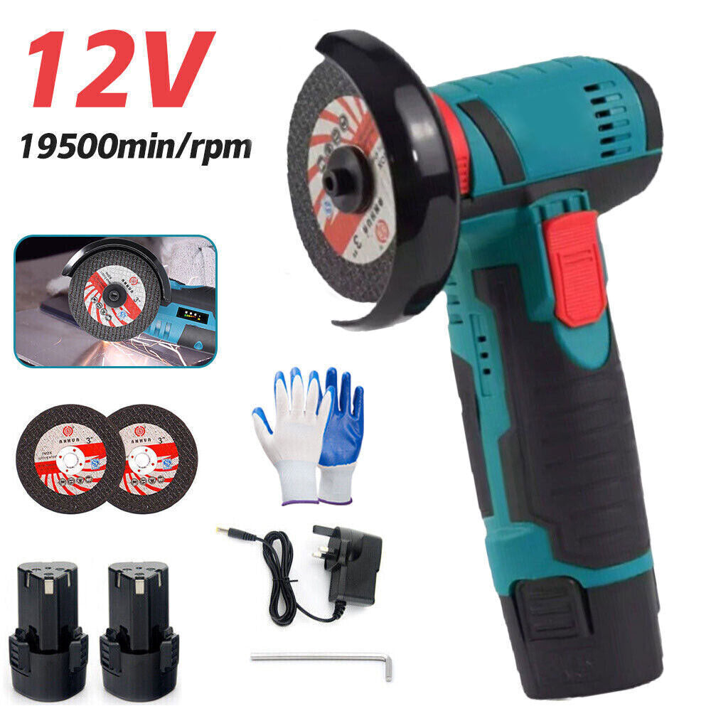 Mini cordless angle grinder kit with 2 batteries