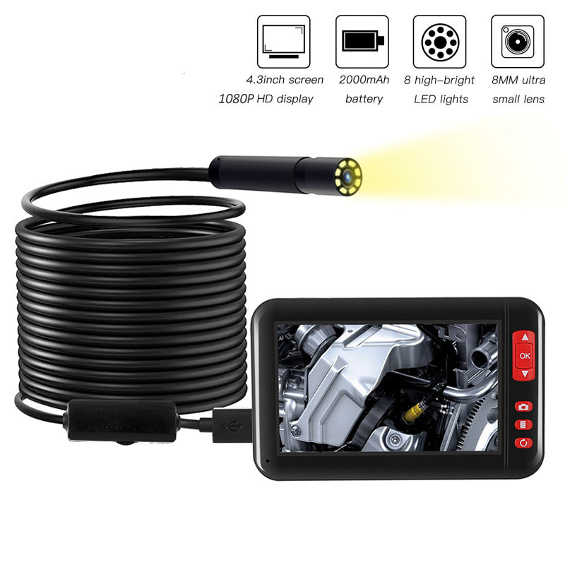 Inspection camera with 4.3 inch screen and 8 LED lights