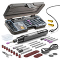 Cordless rotary tool kit with accessories in carry case