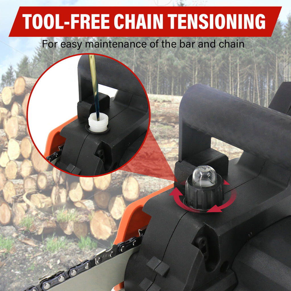 12" Cordless Brushless Chainsaw – 2 Batteries & Spare Chain