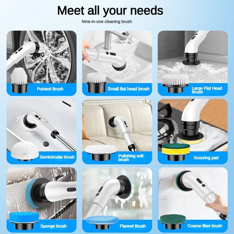 Cordless 9-in-1 Spin Scrubber with Extendable Handle