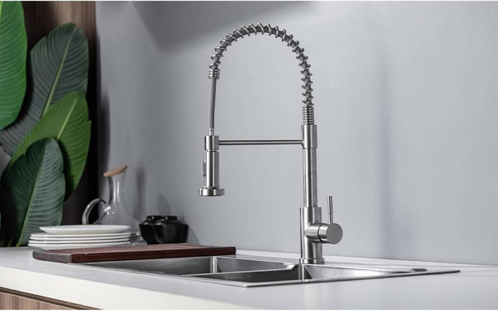 Spring Pull-Down Kitchen Mixer Tap – Brushed Stainless