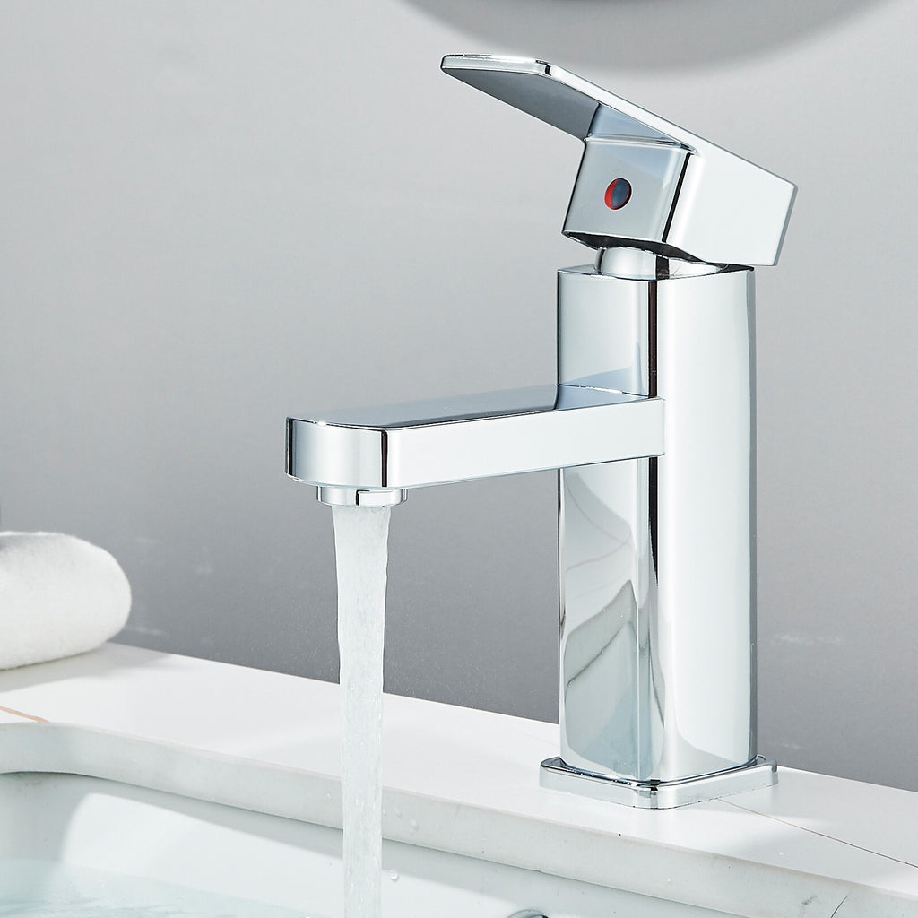 Square Mono Basin Mixer Tap with Click-Clack Waste (Chrome)