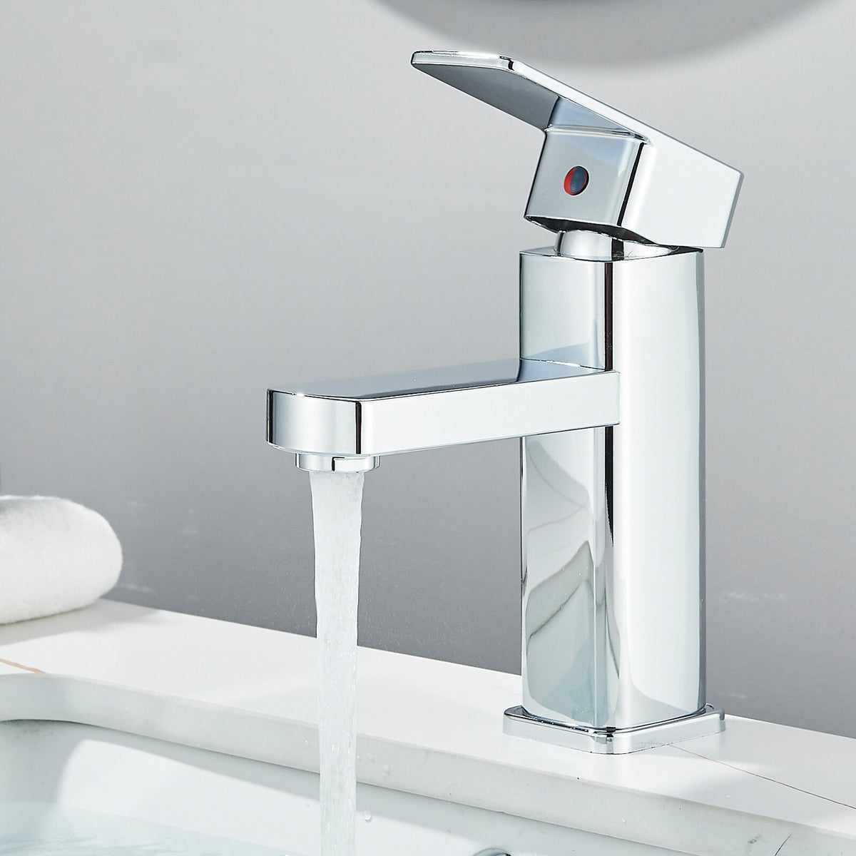 Square Mono Basin Mixer Tap with Click-Clack Waste (Chrome)