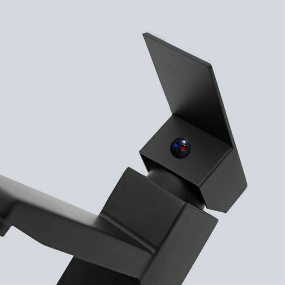 Matt Black Square Mono Basin Mixer Tap with Waste