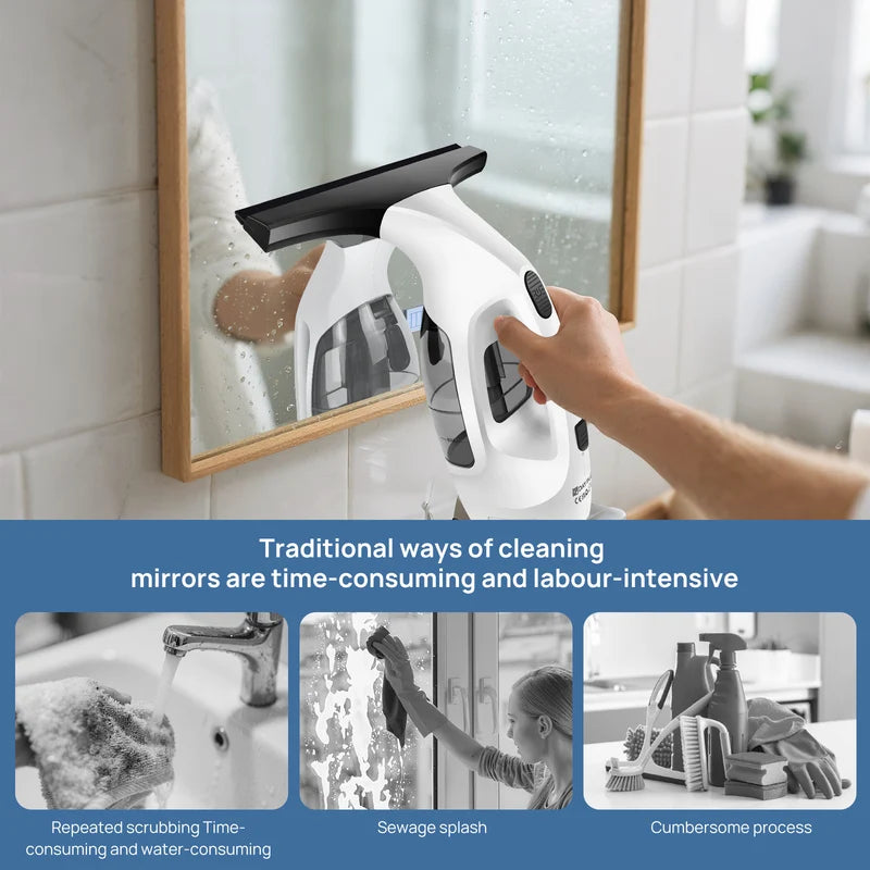 Cleaning a bathroom mirror
